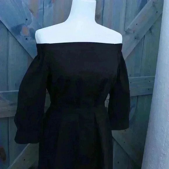 Black Theory Off the Shoulder Poplin Dress Belt Size 6 Small - Picture 4 of 10